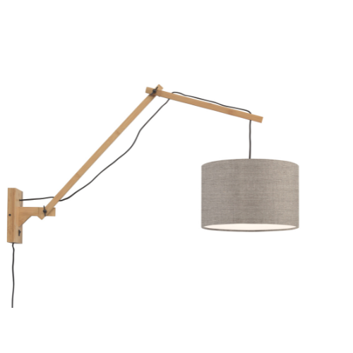 Good&Mojo Wandlamp Andes bamboe nat./kap 33x20cm ecolin. donker, L